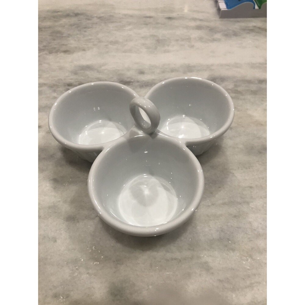Pier 1 White Ribbed Porcelain 3 Section Serving Dish 7"